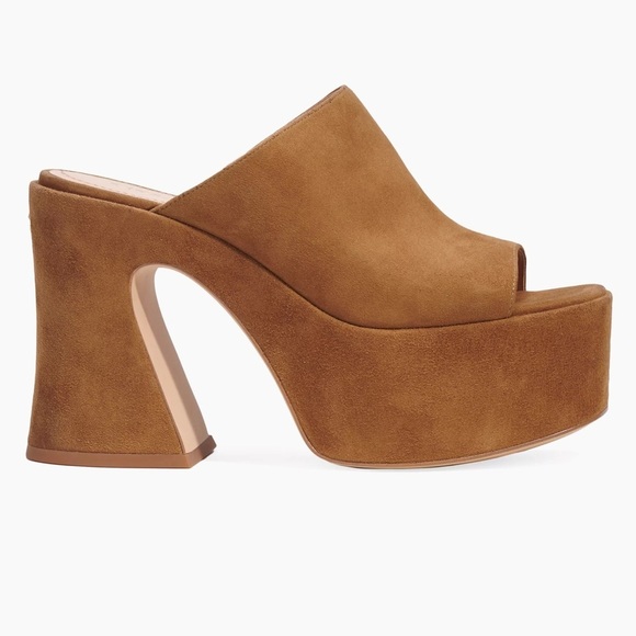 COACH Bobi suede slip on platform open square toe sandals Sz 8 1/2 - Picture 2 of 16